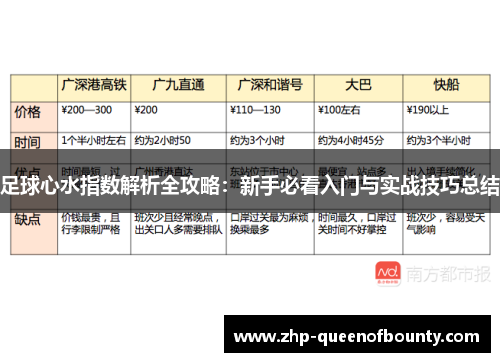 足球心水指数解析全攻略:新手必看入门与实战技巧总结 足球心水指数解析全攻略:新手必看入门与实战技巧总结