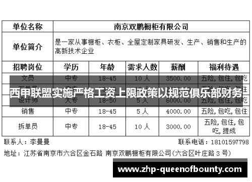 西甲联盟实施严格工资上限政策以规范俱乐部财务 西甲联盟实施严格工资上限政策以规范俱乐部财务